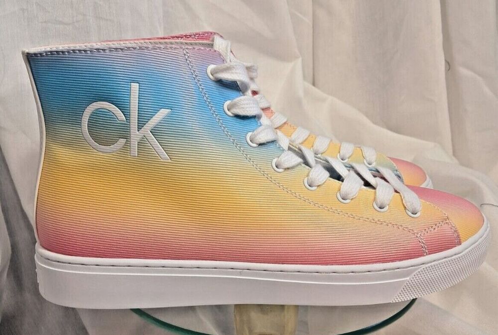 CALVIN KLEIN Women's Multi Color Rainbow  GIGI High Top Sneakers 9M